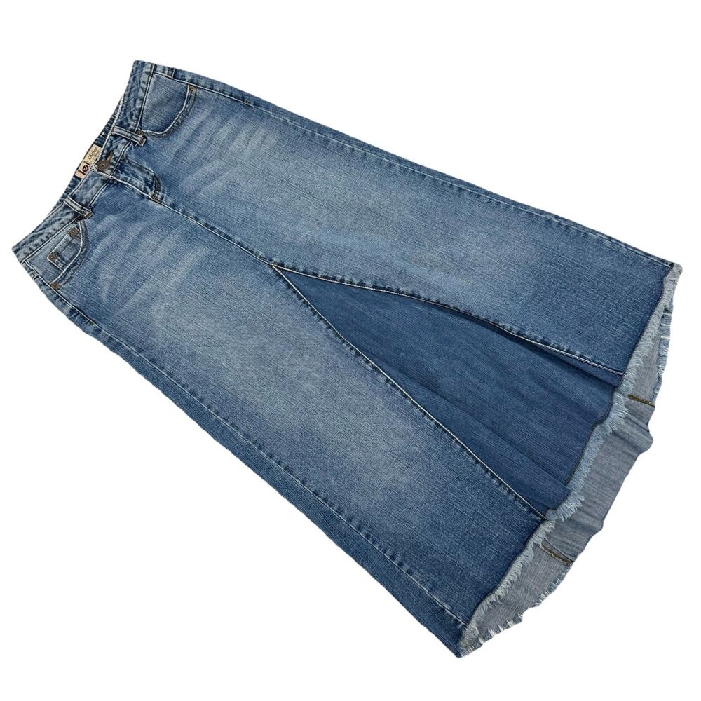 LEI Women's Y2K 90s Low Rise Chelsea Denim Skirt Medium Wash High Low SZ 7